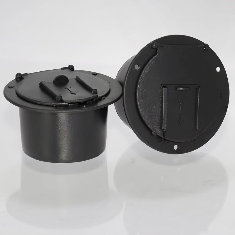PLOOTA 2Pcs Round Electric Cable Hatch RV Camper Cord Cover,Compatible Travel Tent Trailer Motorhome,Accepts up to 50 Amp Cord(Black) - Image 1
